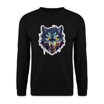 Wolf - Illustration - Unisex Pullover - Schwarz - Vorne - Alina (178cm) & Michal (187cm)