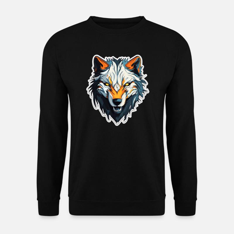 Wolf - Illustration - Unisex Pullover - Schwarz