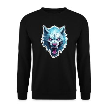 Wolf - Illustration - Unisex Pullover - Schwarz - Vorne - Alina (178cm) & Michal (187cm)