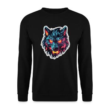 Wolf - Illustration - Unisex Sweatshirt - black - Front - Alina (178cm) & Michal (187cm)
