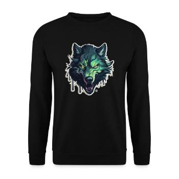 Wolf - Illustration - Unisex Pullover - Schwarz - Vorne - Alina (178cm) & Michal (187cm)