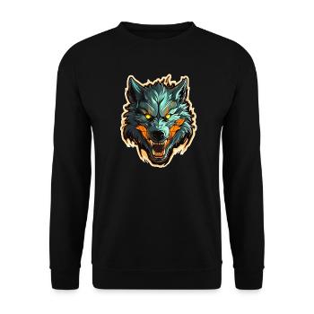 Wolf - Illustration - Unisex Pullover - Schwarz - Vorne - Alina (178cm) & Michal (187cm)