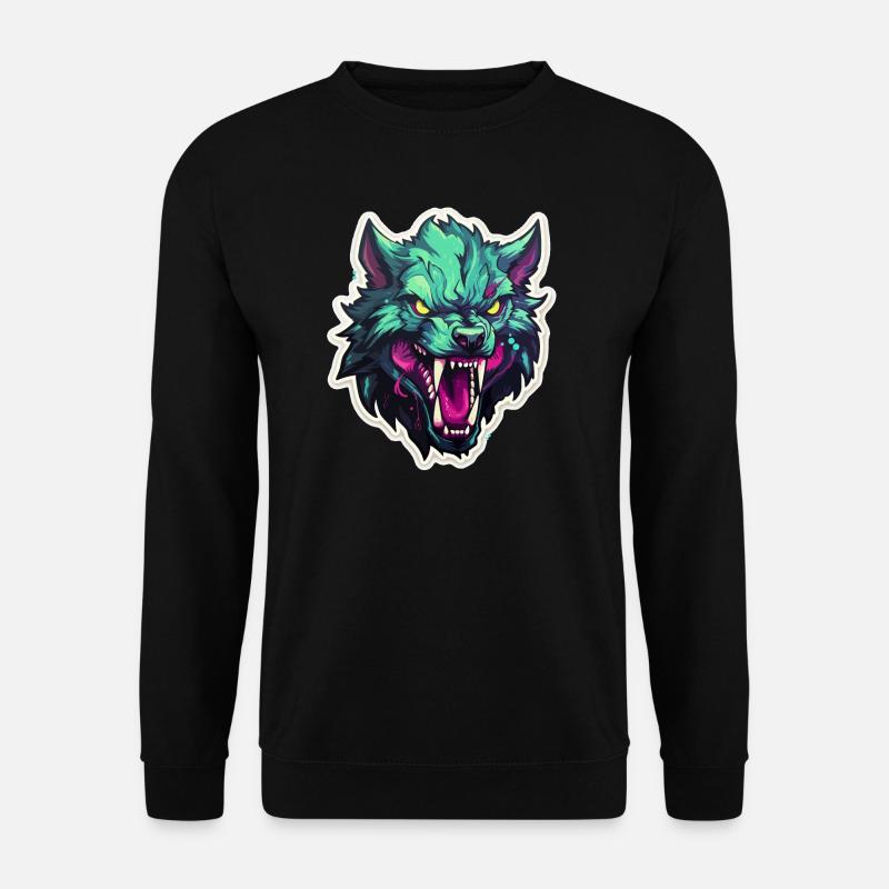 Wolf - Illustration - Unisex Pullover - Schwarz