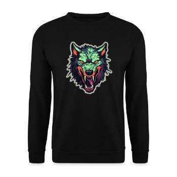 Wolf - Illustration - Unisex Pullover - Schwarz - Vorne - Alina (178cm) & Michal (187cm)