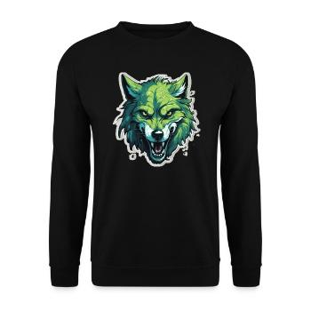 Wolf - Illustration - Unisex Pullover - Schwarz - Vorne - Alina (178cm) & Michal (187cm)