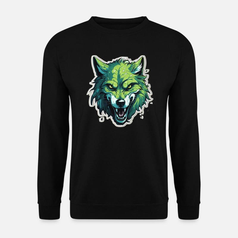 Wolf - Illustration - Unisex Pullover - Schwarz