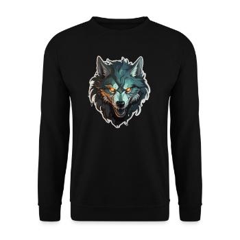 Wolf - Illustration - Unisex Sweatshirt - black - Front - Alina (178cm) & Michal (187cm)