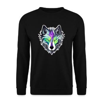Wolf - Illustration - Unisex Pullover - Schwarz - Vorne - Alina (178cm) & Michal (187cm)