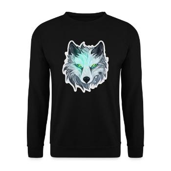Wolf - Illustration - Unisex Pullover - Schwarz - Vorne - Alina (178cm) & Michal (187cm)