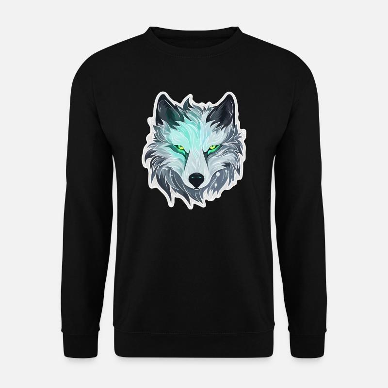 Wolf - Illustration - Unisex Pullover - Schwarz