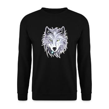 Wolf - Illustration - Unisex Pullover - Schwarz - Vorne - Alina (178cm) & Michal (187cm)