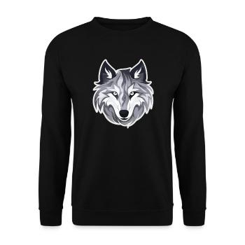 Wolf - Illustration - Unisex Pullover - Schwarz - Vorne - Alina (178cm) & Michal (187cm)