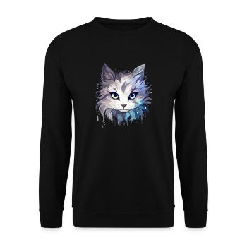 Chat - illustration - Sweat-shirt Unisexe - noir - Devant - Alina (178cm) & Michal (187cm)