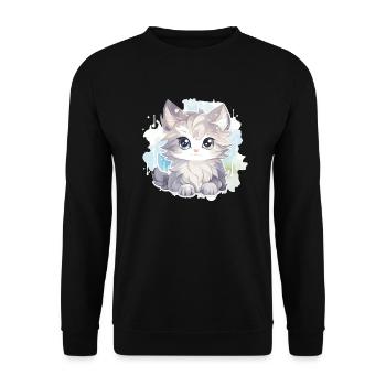 Chat - illustration - Sweat-shirt Unisexe - noir - Devant - Alina (178cm) & Michal (187cm)
