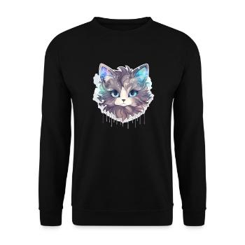 Chat - illustration - Sweat-shirt Unisexe - noir - Devant - Alina (178cm) & Michal (187cm)