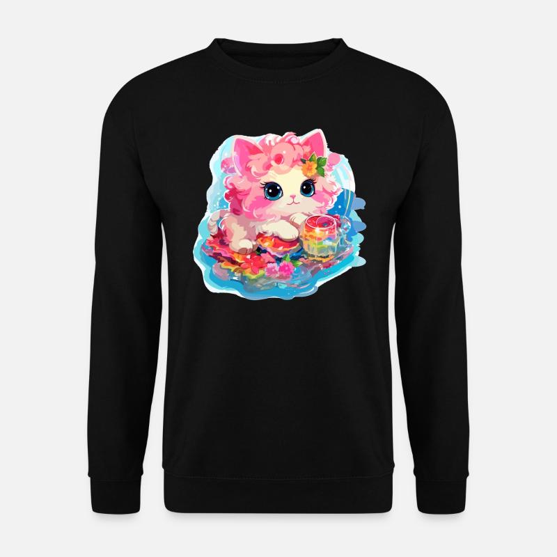 Katze - Illustration - Unisex Pullover - Schwarz
