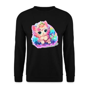 Chat - illustration - Sweat-shirt Unisexe - noir - Devant - Alina (178cm) & Michal (187cm)