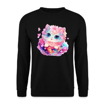 Chat - illustration - Sweat-shirt Unisexe - noir - Devant - Alina (178cm) & Michal (187cm)