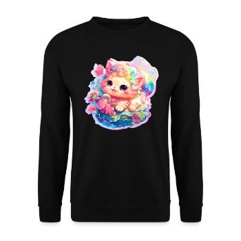Chat - illustration - Sweat-shirt Unisexe - noir - Devant - Alina (178cm) & Michal (187cm)