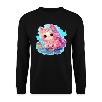 Chat - illustration - Sweat-shirt Unisexe - noir - Devant - Alina (178cm) & Michal (187cm)