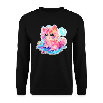 Chat - illustration - Sweat-shirt Unisexe - noir - Devant - Alina (178cm) & Michal (187cm)