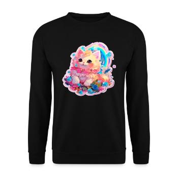 Chat - illustration - Sweat-shirt Unisexe - noir - Devant - Alina (178cm) & Michal (187cm)