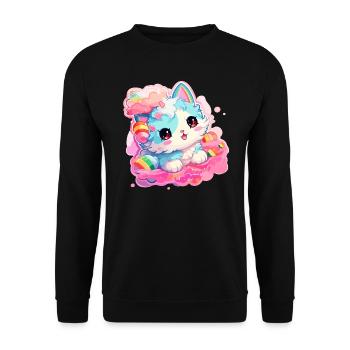 Chat - illustration - Sweat-shirt Unisexe - noir - Devant - Alina (178cm) & Michal (187cm)