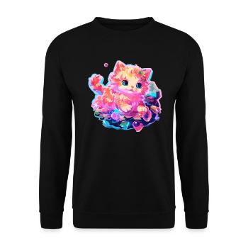 Chat - illustration - Sweat-shirt Unisexe - noir - Devant - Alina (178cm) & Michal (187cm)
