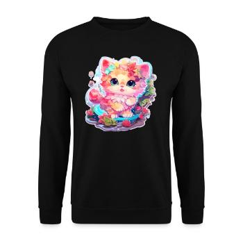 Chat - illustration - Sweat-shirt Unisexe - noir - Devant - Alina (178cm) & Michal (187cm)
