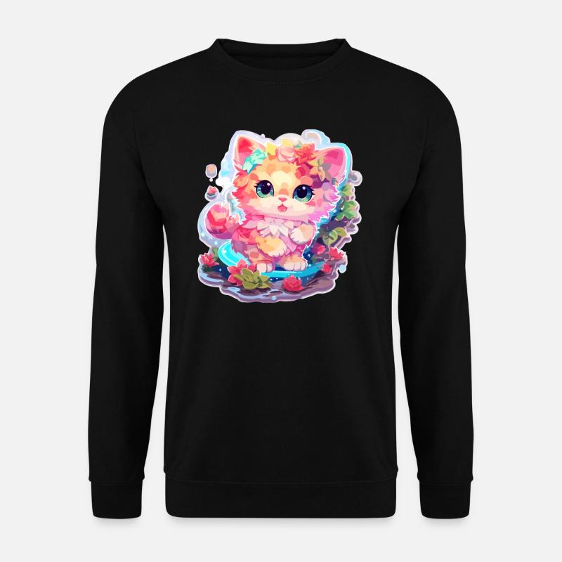 Katze - Illustration - Unisex Pullover - Schwarz