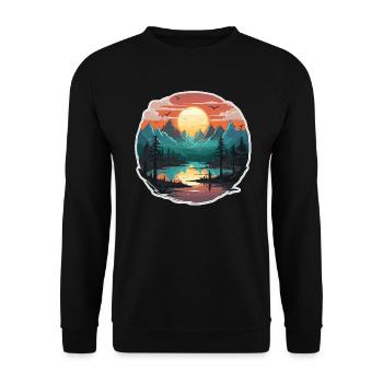 Paysage - Illustration - Sweat-shirt Unisexe - noir - Devant - Alina (178cm) & Michal (187cm)