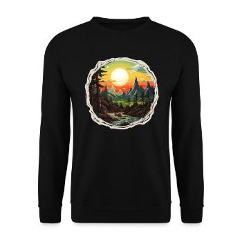 Paysage - Illustration - Sweat-shirt Unisexe - noir - Devant - Alina (178cm) & Michal (187cm)