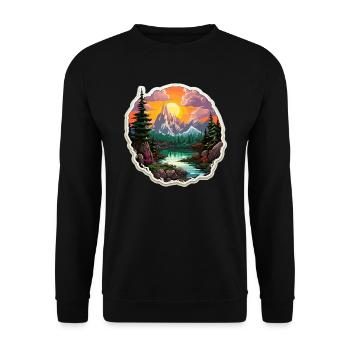 Paysage - Illustration - Sweat-shirt Unisexe - noir - Devant - Alina (178cm) & Michal (187cm)