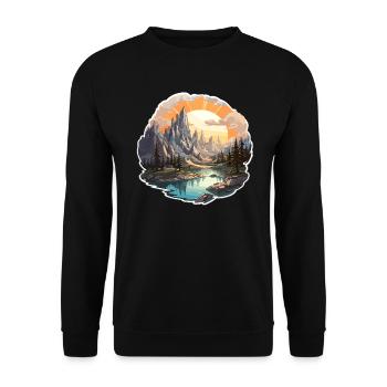 Paysage - Illustration - Sweat-shirt Unisexe - noir - Devant - Alina (178cm) & Michal (187cm)