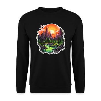 Paysage - Illustration - Sweat-shirt Unisexe - noir - Devant - Alina (178cm) & Michal (187cm)