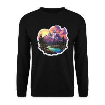Paysage - Illustration - Sweat-shirt Unisexe - noir - Devant - Alina (178cm) & Michal (187cm)