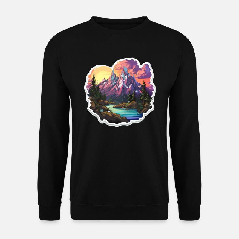 Landschaft - Illustration - Unisex Pullover - Schwarz