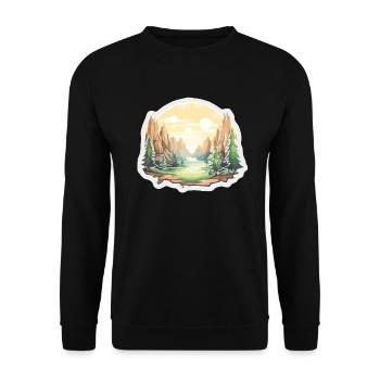Paysage - Illustration - Sweat-shirt Unisexe - noir - Devant - Alina (178cm) & Michal (187cm)