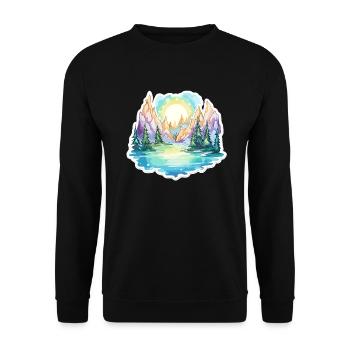 Paysage - Illustration - Sweat-shirt Unisexe - noir - Devant - Alina (178cm) & Michal (187cm)