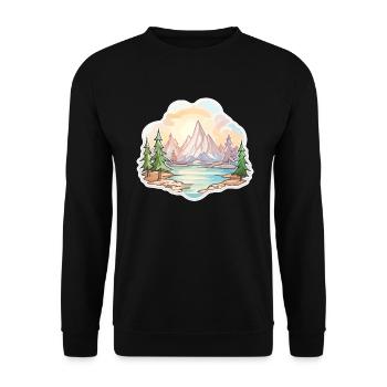 Paysage - Illustration - Sweat-shirt Unisexe - noir - Devant - Alina (178cm) & Michal (187cm)