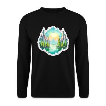 Paysage - Illustration - Sweat-shirt Unisexe - noir - Devant - Alina (178cm) & Michal (187cm)
