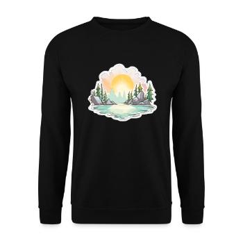 Paysage - Illustration - Sweat-shirt Unisexe - noir - Devant - Alina (178cm) & Michal (187cm)