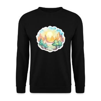 Landscape - Illustration - Unisex Sweatshirt - black - Front - Alina (178cm) & Michal (187cm)