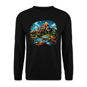 Paysage - Illustration - Sweat-shirt Unisexe - noir - Devant - Alina (178cm) & Michal (187cm)
