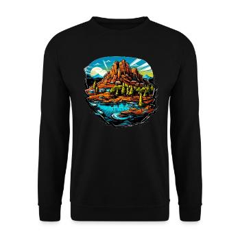 Paysage - Illustration - Sweat-shirt Unisexe - noir - Devant - Alina (178cm) & Michal (187cm)
