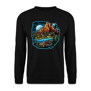 Paysage - Illustration - Sweat-shirt Unisexe - noir - Devant - Alina (178cm) & Michal (187cm)