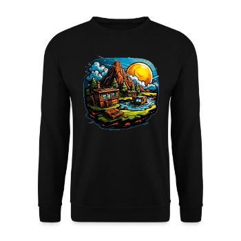 Landscape - Illustration - Unisex Sweatshirt - black - Front - Alina (178cm) & Michal (187cm)