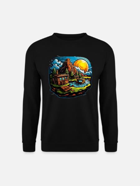 Landscape - Illustration - Unisex Sweatshirt - black