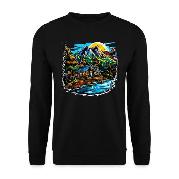 Paysage - Illustration - Sweat-shirt Unisexe - noir - Devant - Alina (178cm) & Michal (187cm)