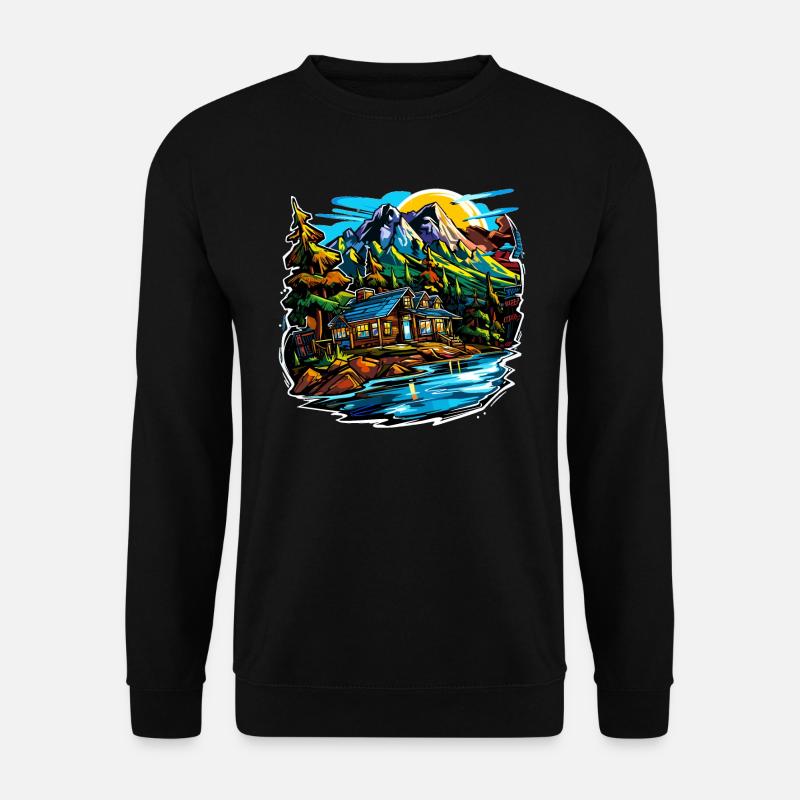 Landschaft - Illustration - Unisex Pullover - Schwarz